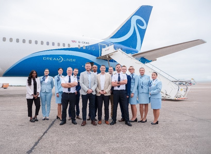 Pictured: Norse Atlantic Airways cabin crew; Norse Atlantic Airways, director of airports, James Collins; P&O Cruises, hotel operations senior manager, Tom Driscoll.